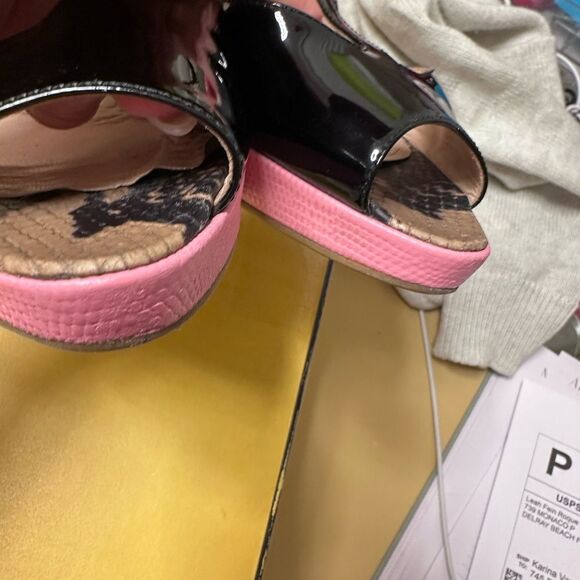 Fendi Maryjanes with Black and Pink Wedge Platform Espadrilles. No Flaws. - Picture 14 of 17